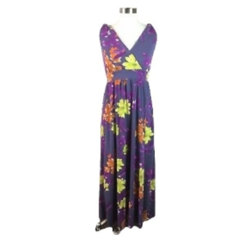 Garnet Hill Long Surplice Knot Floral Maxi Dress M - Picture 2 of 12
